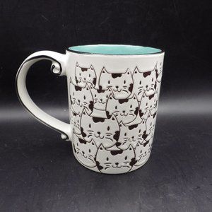 Cat Mug/ Spectrum Designs/ White & Black Cats/ Blue Inside